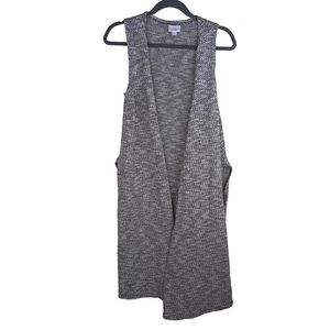 LulaRoe Joy Duster Vest Womens Small Black White Heathered Knit Shrug Side Slits